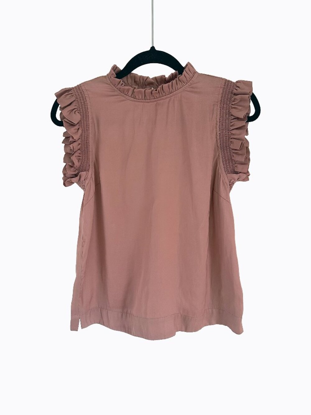 Industry Ruffle Trim Satin Top XS Dusty Rose Coquette Balletcore Whimsigoth Boho